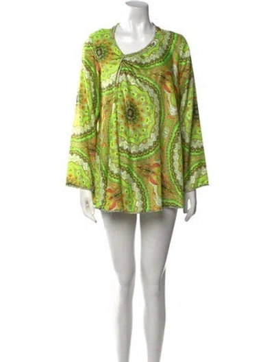 Pre-owned Comme Des Garçons Paisley Print Mini Dress In Green