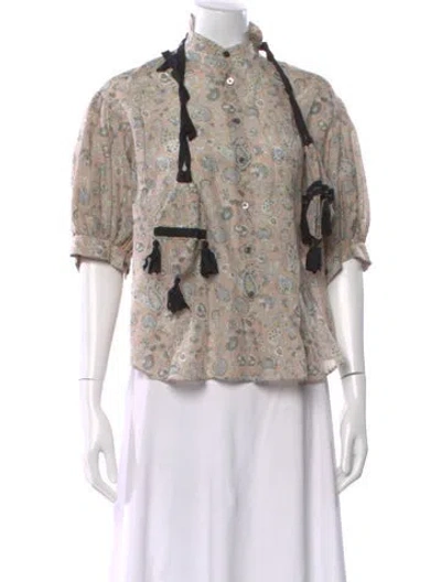 Pre-owned Comme Des Garçons Paisley Print Short Sleeve Blouse W/ Tags In Neutral