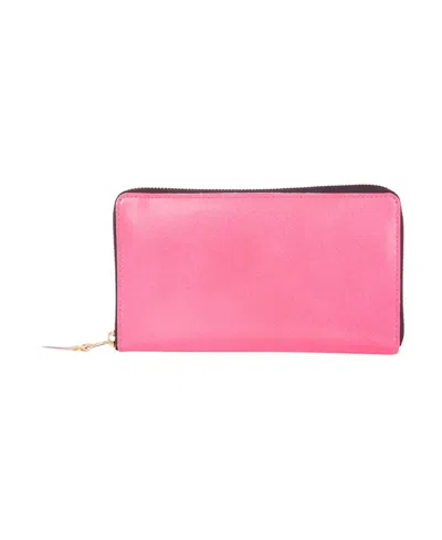 Comme Des Garçons Panel Zip Wallet In Pink