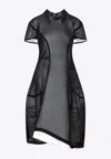 Comme Des Garçons Black White Polyester Mini Dress In Black