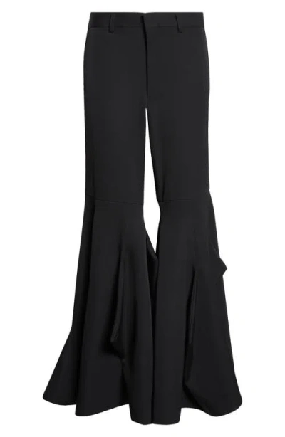 Comme Des Garçons Paneled Wool Gabardine Flare Leg Pants In Black
