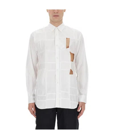 Comme Des Garçons Panelled Cut-out Cotton Shirt In White
