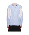 Comme Des Garçons Blue Cotton Broad Stripe X Polyester Mesh Shirt