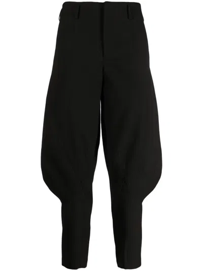 Comme Des Garçons Panelled Wool Drop-crotch Trousers In Black