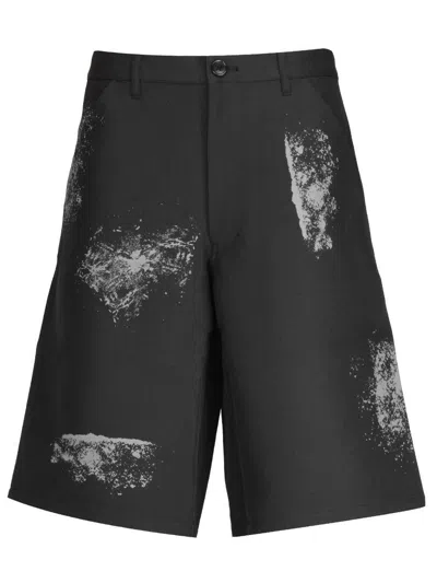 Comme Des Garçons Shirt Pattern-printed Knee-length Shorts In Black