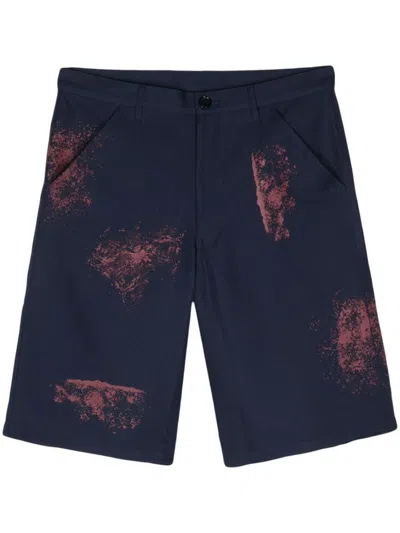 Comme Des Garçons Comme Des Garcons Paint Splatter-detail Shorts In Blue