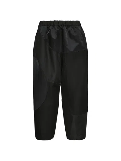 Comme Des Garçons Patchwork Cropped Trousers In Black