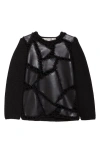 Comme Des Garçons Faux-leather Patch Sweater In Black X Black