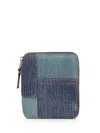 Comme Des Garçons Patchwork Leather Denim Effect Zip Around Wallet Wallets Blue In Blue
