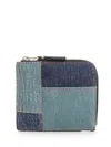 Comme Des Garçons Patchwork Leather Denim Effect Zip Wallet Wallets Blue In Multi