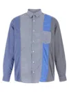 Comme Des Garçons Patchwork Patterned Cotton Poplin Shirt With Fringed Hem In Multi