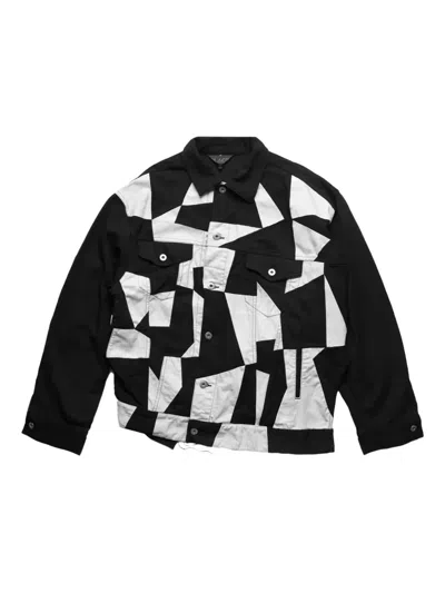 Comme Des Garçons Patchwork Twisted Trucker Jacket In Black