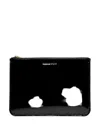 Comme Des Garçons Patent-finish Zip Wallet In Black