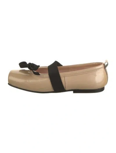 Pre-owned Comme Des Garçons Patent Leather Bow Accents Mary Jane Flats
