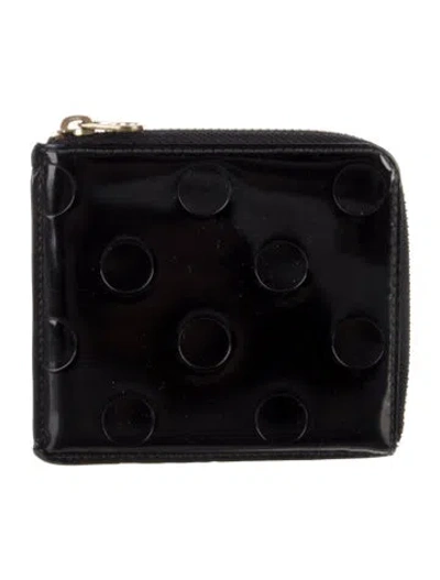 Pre-owned Comme Des Garçons Patent Leather Compact Wallet In Black