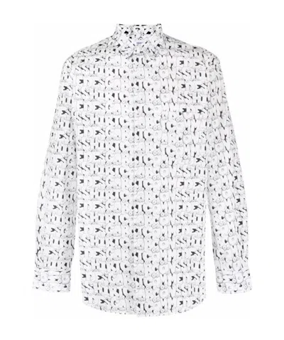 Comme Des Garçons Pattern Printed Shirt In White
