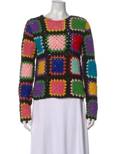 Pre-owned Comme Des Garçons Patterned Crew Neck Sweater In Black