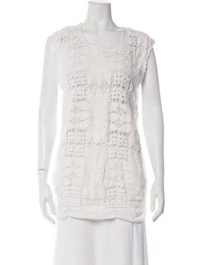 Pre-owned Comme Des Garçons Patterned Crew Neck Top In White