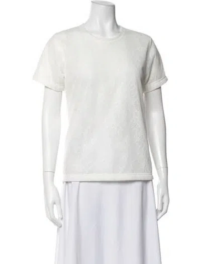 Pre-owned Comme Des Garçons Patterned Crew Neck T-shirt In White