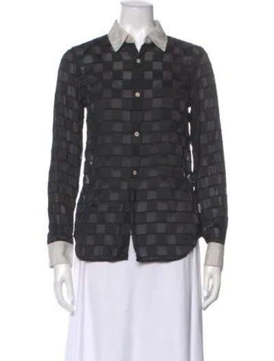 Pre-owned Comme Des Garçons Patterned Long Sleeve Blouse In Gray