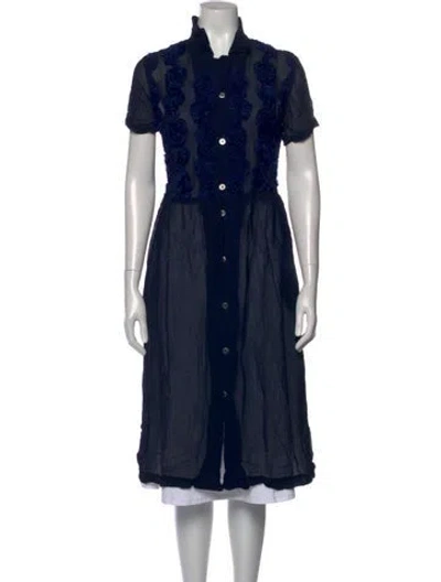 Pre-owned Comme Des Garçons Patterned Midi Length Dress In Blue