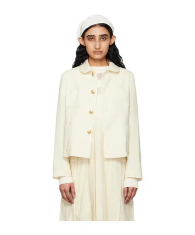 Comme Des Garçons Peter Pan-collar Casual Jacket In White
