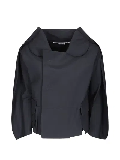 Comme Des Garçons Peter Pan-collar Wool Jacket In Black