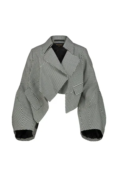 Comme Des Garçons Pied A Poule Cropped Jacket In Multi