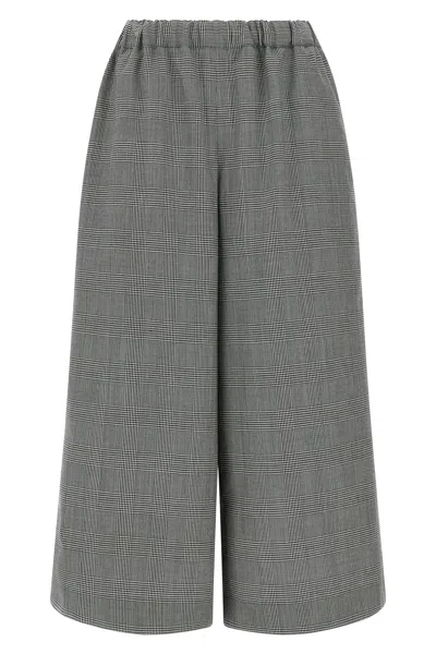 Comme Des Garçons Checked Wool Trousers Wide Leg In Gray