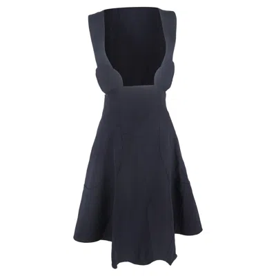 Comme Des Garçons Pinafore Dress In Navy Blue Polyester