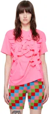 Comme Des Garçons Patchwork-embellished T-shirt In 3 Fluorescent Pink