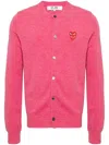 Comme Des Garçons Wool Cardigan With Heart In Pink