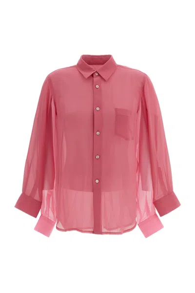 Comme Des Garçons Pink Sheer Double-sleeve Shirt In Pattern