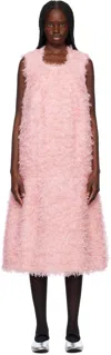 Comme Des Garçons Pink Sleeveless Faux-fur Midi Dress In Pink