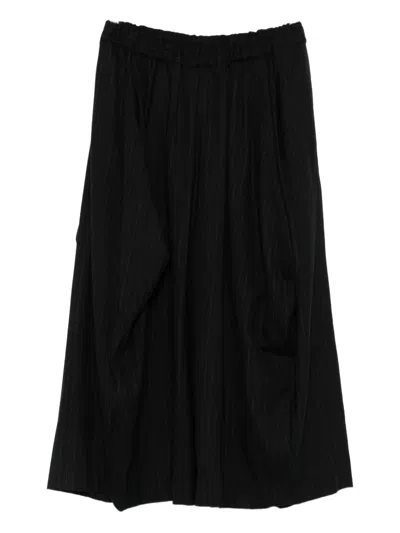 Comme Des Garçons Pinstripe Cropped Trousers In Black