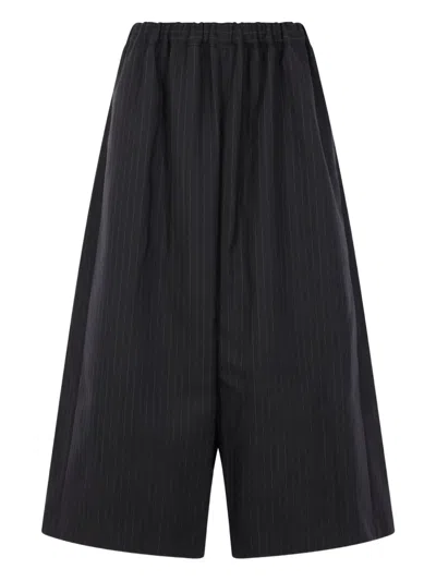 Comme Des Garçons Pinstripe Elasticated Trousers In Black