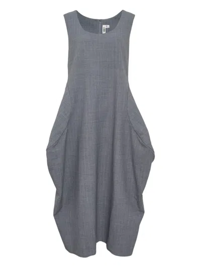 Comme Des Garçons Pinstripe Flared Dress In Gray
