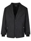 Comme Des Garçons Pinstripe Padded Jacket With Classic Lapels In Black