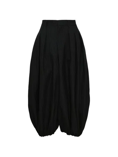 Comme Des Garçons Pinstripe Pleated Trousers In Black