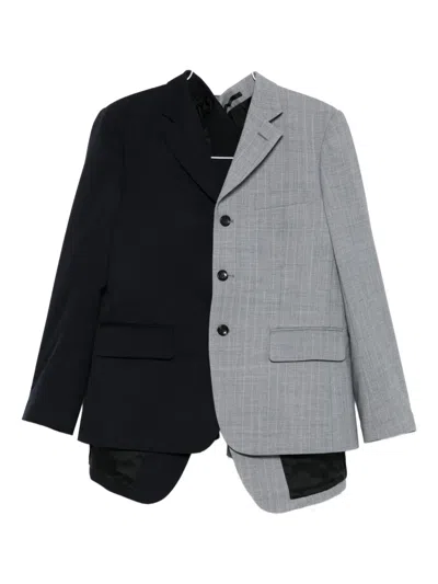 Comme Des Garçons Pinstripe Two-tone Jacket In Black