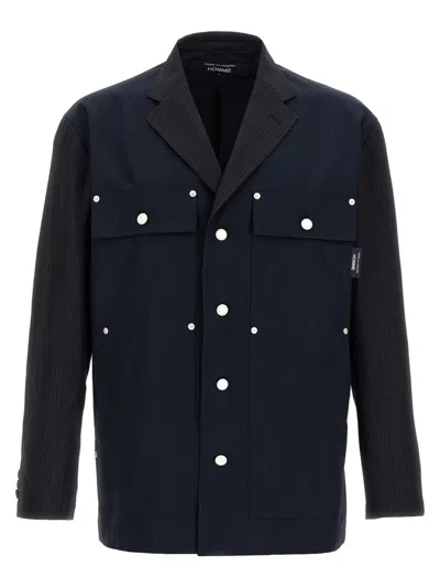 COMME DES GARÇONS COMME DES GARÇONS PINSTRIPE WOOL BLAZER WITH SOLID COTTON SLEEVES