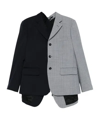 Comme Des Garçons Pinstriped Two-tone Jacket In Multi