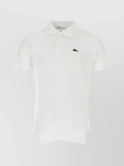 Comme Des Garçons Piquet Polo Shirt With Asymmetric Hemline And Lateral Slits In White