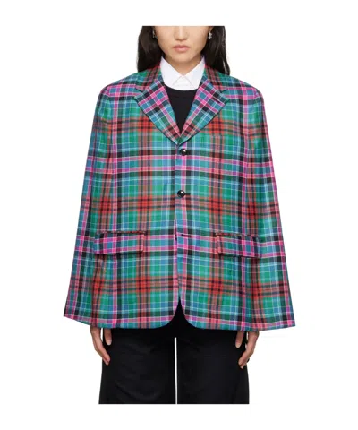 Comme Des Garçons Plaid Casual Jacket In Blue