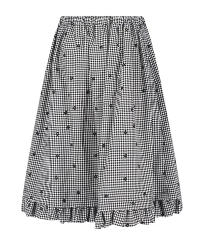 Comme Des Garçons Plaid Midi Skirt In Gray