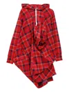 Comme Des Garçons Plaid-pattern Hoodie In Red