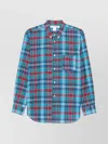 Comme Des Garçons Cerulean Blue Plaid Shirt With Button-down Collar