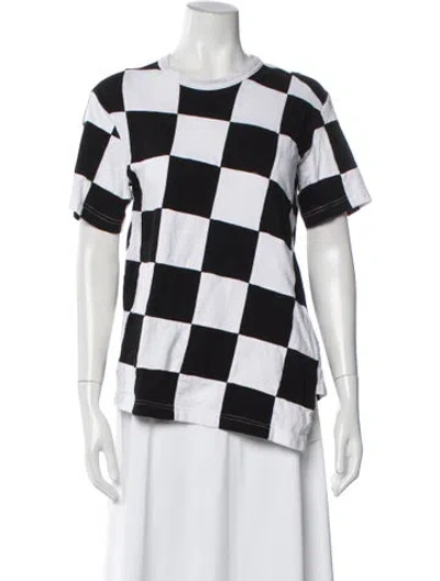 Pre-owned Comme Des Garçons Plaid Print Crew Neck T-shirt In White