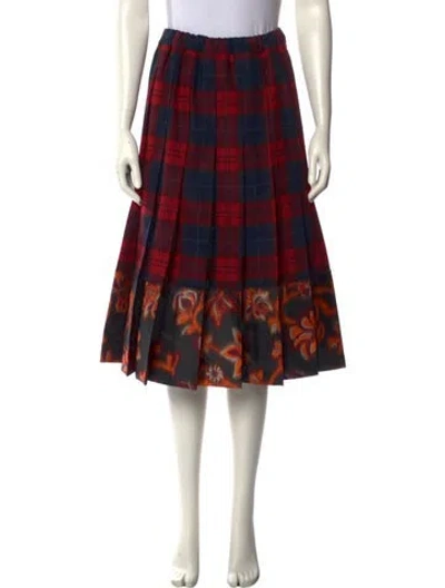 Pre-owned Comme Des Garçons Plaid Print Knee-length Skirt In Red