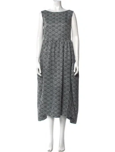 Pre-owned Comme Des Garçons Plaid Print Midi Length Dress In Blue
